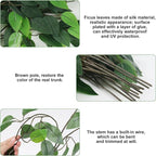 GTIDEA 24PCS Artificial Ficus Leaves Branches Faux Ficus Tree Branches Artificial Greenery Silk Floral Arrangement for Benjamina Tree DIY Wedding Bouquet Summer Wreath Wall Decor (24.04 Inch)