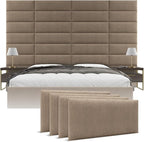 Vänt Upholstered Wall Panels - King/Cal King Size Wall Mounted Headboards - Ribbed Taupe - Twin/King - Set of 4 Panels (Each Individual Panel 39"x11.5")