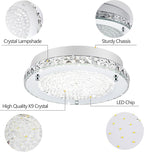 Crystal Flush Mount Ceiling Light Fixture 13.8" Hallway Lighting Fixtures Ceiling Crystal Ceiling Light Fixture Chrome for Kitchen, Bathroom, Bedroom, Closet
