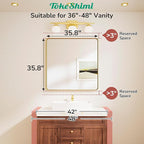 TokeShimi 36x36 Brushed Nickel Bathroom Mirror,Bathroom Vanity Mirror Square,Tempered Glass,Aluminum Framed Bath Mirror Wall(Horizontal/Vertical)