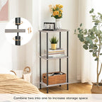 HOOBRO End Tables Set of 2, Small Side Table, Nightstand with 2-Layer Storage Shelves, Sofa Table for Small Spaces, Living Room, Bedroom, Stable Frame, Easy Assembly, Greige and Black BG09BZP201