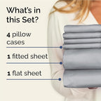Full 6 Piece Sheet Set - Comfy Breathable & Cooling - Ultra-Soft Hotel Luxury Bedding Set with 8-16 Inch Deep Pockets - 1 Flat & 1 Fitted Sheet & 4 Pillowcases - Wrinkle Free & Easy Care - Steel Blue