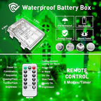 JMEXSUSS 2 Pack Green Fairy Lights Battery Operated, Total 400 LED 132ft Twinkle String Lights with Remote, 8 Modes Christmas Lights for Tree Fireplace Bedroom Indoor Outdoor Halloween Xmas Decor