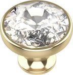 Alzassbg 6 Pack Clear Crystal with Gold Base Cabinet Knobs, 1-3/8 Inch (35mm) Diameter Cabinet Hardware Round Crystal Knobs for Drawers AL1011BG