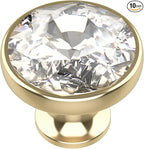 Alzassbg 10 Pack Clear Crystal with Gold Base Cabinet Knobs, 1-3/8 Inch (35mm) Diameter Cabinet Hardware Round Crystal Knobs for Drawers AL1011