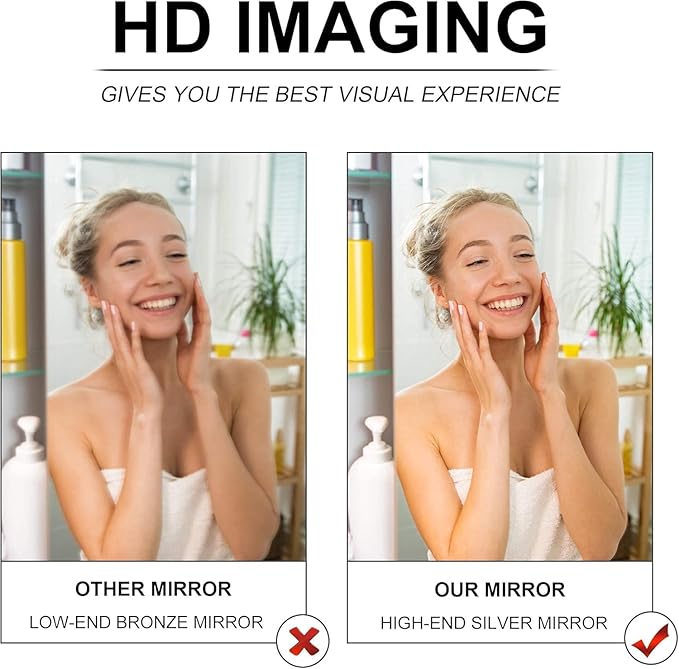 KOHROS Wavy Wall Mirror Frameless Bathroom Mirrors for Over Sink 18” x 24" Beveled Edge Mirror for Vanity and Entryway Hang Horizontally or Vertical