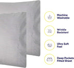 Full Size Bed Sheets - 6 Piece 1500 Supreme Collection Fine Brushed Microfiber Deep Pocket Full Sheet Set Bedding - 2 Extra Pillow Cases, Great Value, Full, Classic Stripe Gray