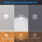 AMIR Upgraded Indoor Motion Sensor Light with PIR Technology - Battery-Powered Wall & Cabinet LED Night Light for Hallway, Bathroom, Kitchen, Stairs (White, 6-Pack)