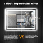 LOAAO 48X36 LED Bathroom Mirror with Lights, Anti-Fog, Dimmable, Backlit + Front Lit, Lighted Bathroom Vanity Mirror for Wall, Shatter-Proof, Memory Function, ETL Listed