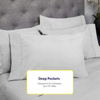 Twin XL Size Bed Sheets - 4 Piece 1500 Supreme Collection Fine Brushed Microfiber Deep Pocket Twin X-Large Sheet Set Bedding - 1 EXTRA PILLOW CASES, GREAT VALUE, Twin XL, Silver