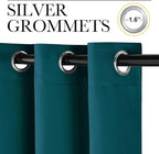 NICETOWN Teal Blackout Cafe Faux Silk Curtains for Small Windows, 42" Wide by 63" Long, 2 Panels, Grommet Thermal Insulated Blackout Satin Drapes for Bedroom