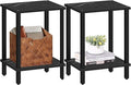 TUTOTAK End Table, Set of 2, Side Table, Nightstand, 2-Tier Storage Shelf, Sofa Table for Small Space, Living Room, Bed Room TB01BMK035
