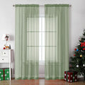 OVZME Sage Green Sheer Curtains 78 Inches Long 2 Panels - Soft Light Filtering Window Sheer Panels for Living Room/Bedroom, Top Dual Rod Pocket, 1 Pair, Each 42Wx78L Inches