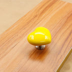 HUAMULAN 8PCS Heart Shape Glossy Ceramic Knobs Cabinet Dresser Pulls Door Handles Cupboard Wardrobe Drawer Backplate,Big Size Yellow