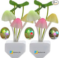 iBetterLife Sensor Mushroom Night Light - 2 Pack Color Changing Plug in Wall LED Mushroom Nightlight with Dusk to Dawn Sensor Auto On/Off Cottage Core Decor Lamp, Super Power Saving