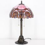 Tiffany Stained Glass Table Lamp 12X12X21Inch Resin Base Desk Bedroom Living Room Reading Light (Pink Jewelry)