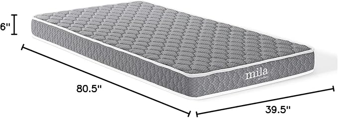 Modway Mila 6” Twin XL Mattress - Firm 6 Inch Twin XL Mattress - 10-Year Warranty White