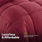 Sweet Home Collection 7 Piece Comforter Set Bag Solid Color All Season Soft Down Alternative Blanket & Luxurious Microfiber Bed Sheets, Burgundy, Full