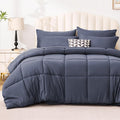 Love's cabin Twin Comforter Set Indigo Blue, 5 Pieces Twin Bed in a Bag, All Season Bedding Sets with 1 Comforter, 1 Flat Sheet, 1 Fitted Sheet, 1 Pillowcase and 1 Pillow Sham