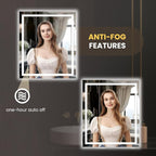 LOAAO 24"X28" LED Mirror for Bathroom, Lighted Bathroom Mirror with Lights, Anti-Fog, Dimmable, Memory Function, Easy to Install, Clear Reflection
