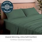 Mellanni California King Sheets Set - 4 PC Iconic Collection Bedding - Hotel Luxury, Extra Soft, Cooling Bed Sheets - Wrinkle, Fade, Stain Resistant (Cal King, Emerald Green)