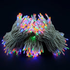 YULETIME 100 ft 300 Count Multicolor LED String Lights with 8 Models Adapter, White Wire Wide Angle 5mm Christmas Lights (Multicolor - White Wire)