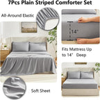 CozyLux Queen Comforter Set Grey, 7 Pieces Bed in a Bag, Gray Comforter Queen Size, All Season Bedding Sets with Stitch Quilted Comforter, Flat Sheet, Fitted Sheet, Pillowcases