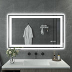 40"x 24" LED Bathroom Mirror with Lights, Anti-Fog, Double Lighting Sources Dimmable, Backlit + Front Lit, Lighted Bathroom Vanity Mirror with 3 Colors, Tempered Glass (Horizontal/Vertical)