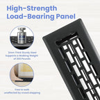 2x10 Inches 2 Pack Heavy Duty Walkable Floor Register - Easy Adjust Air Supply Lever Decorative Floor Vent Covers - Boston Design Vent Covers for Home - Matte Black