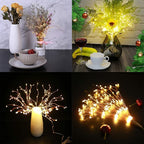 2 Pack Starburst Sphere Lights,200 LLED Firework Lights, 8 Modes Dimmable Remote Control Waterproof Hanging Fairy Light, Copper Wire Light for Patio Parties Christmas (Battery Operated)