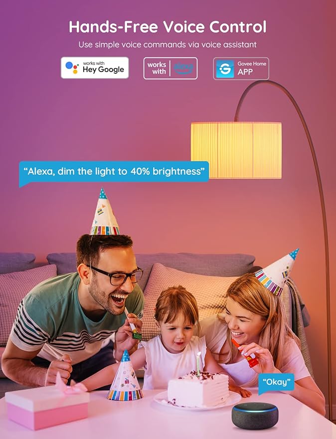 Govee Smart Light Bulbs, WiFi Bluetooth Color Changing Bulbs, Music Sync, 54 Dynamic Scenes, 16 Million DIY Colors RGB Light Bulbs, Work with Alexa, Google Assistant, 800 Lumen, 8 Pack