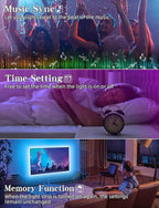 Daymeet LED TV Backlights, 9.8 ft USB Powered RGB Color Changing LED Strip Lights for 32-60 inch TVs with Remote Music Sync Bluetooth APP Control