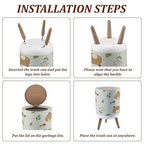 Small Trash Can with Lid Cute Summer Forest Animals Head Scandinavian Seamless Texture Garbage Bin Pet Proof Waste Basket for Kitchen Bathroom Office Bedroom Decorative 1.8 Gallon