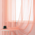 DUALIFE Coral Curtains 84 Inches Long for Living Room Set of 2 Panels Grommet Transparent Coral Sheer Curtains for Bedroom Decor Dining Area Decorations 52x84 Inch Length