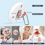 Magnifying Mirror with Light 30X, Large 6" Rechargeable 3 Colors Modes Dimming Lighted Makeup Mirror with 30X Magnification, LED Travel Magnified Mirror with 3 Suction Cups and 360° Table Stand