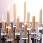 LETINE Glear Candlestick Holders Set of 12 - Elegant Cube Taper Candle Holders for Rustic Wedding Centerpieces, Valentines Day Decorations, Party Decorations, and Home Decor