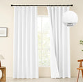 KangBang Pure White Blackout Curtains 90 Inch Length for Bedroom, Light Blocking Hook Belt Pleated Back Tab Soft Thick Linen Curtains for Living Room Nursery 52 Inch Wide by 90 Inch Length,2 Panels