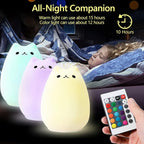 Litake Cute Cat Night Light, Squishy 16 Colors Changing Cat Lamp with Remote, Kitty Cat Touch Light, Silicone Baby Nightlight for Kids,Christmas Gifts for Kids Girls Boys Teen Room Decor Multi-Mode