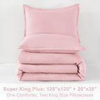 Litanika Comforters Pink Super King Plus Size, 3 Pieces Lightweight Solid Bedding Set & Collections, All Season Fluffy Bed Set (128x120In Comforter & 2 Pillowcases)