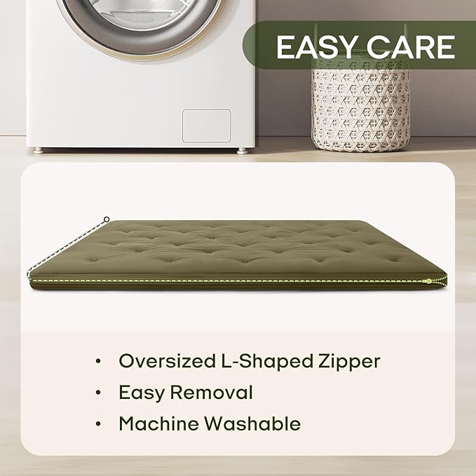 ZonLi Japanese Floor Futon Mattress Queen Size 80"x 60", 100% Cotton Cover 4'' Thicken Tatami Mattress, Foldable Sleeping Pad, Portable Dormitory Tatami Mat, Roll Up Floor Lounger Bed for Adult