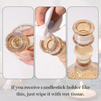 DARJEN Gold Candlestick Holders Set of 4 - Vertical Stripe Glass Candle Holders for Candlesticks and Taper Candles, Taper Candle Holder for Wedding, Party, Home Decor & Table Centerpieces