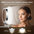 FASCINATE Rechargeable Wall Mounted Makeup Mirror with Lights and Magnification, 8 Inch Double Sided 1X 10X Magnifying Bathroom Mirror with 3 Color Lights & 360° Rotation Vanity Mirror - Chrome