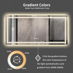 Big Bathroom Mirror, 84x40 Inch Gradient Front and Backlit Lighted Mirror, 3 Colors Dimmable CRI>90 Double Lights, IP54 Enhanced Anti-Fog, Wall Mount LED Vanity Mirror