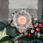 Crystal Lotus Flower Tealight Candle Holders/Glass Tea Light Candlestick Decor Decoration for Christmas Home Wedding Party… (Clean 2pcs)