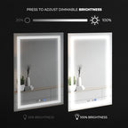Bathroom Vanity LED Mirror for Wall with Anti Fog, Dimmable Touch Button, Adjustable Color Temperature, Memory Function 30"x40" by Fab Glass and Mirror