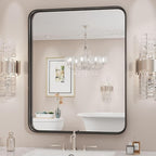 Sweetcrispy Black Bathroom Vanity Mirror for Wall, 24x36 Inch Metal Framed Wall Mirror Farmhouse Rectangle, Anti-Rust, Tempered Glass, Hangs Horizontally or Vertically