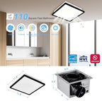 Tech Drive Modern Black Bathroom Exhaust Fan with Light, 110CFM, 1.2Sone, 1000lm Dimmable 3CCT LED Light, Energy Star Certified,Decorative Black Trim