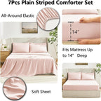 CozyLux Full Size Comforter Sets Blush Pink, 7 Pieces Bed in a Bag, Pink Comforter Full Size, All Season Bedding Sets with Stitch Quilted Comforter, Flat Sheet, Fitted Sheet, Pillowcases