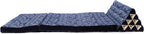 Leewadee Comfortable Japanese Floor Mattress - Thai Floor Bed with Triangle Cushion - Futon Mattress - XL Extra Wide Thai Massage Mat, 67 x 31 inches, Blue White, Kapok Filling