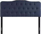 Modway Annabel Tufted Button Linen Fabric Upholstered Queen Headboard in Navy